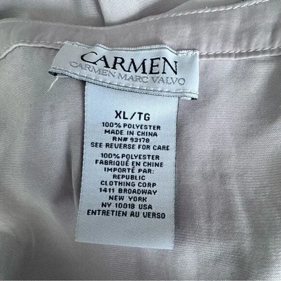 Carmen Mark Valvo Blouse Cream Tunic Long Sleeve Shirt SZ XL - Picture 11 of 13